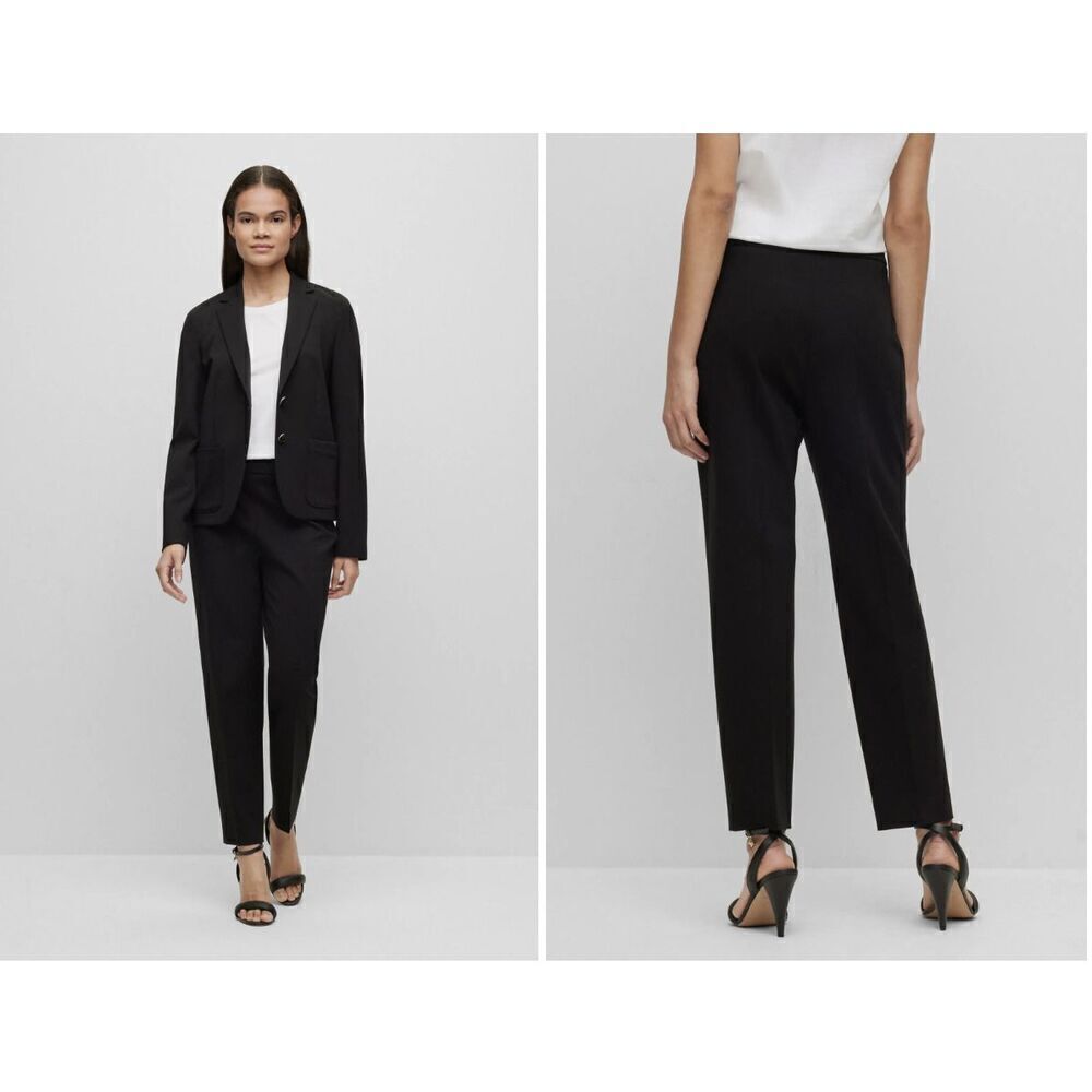 New $150 Boss Tilunara Slim Fit Ponte Knit Pants Black Size 4
